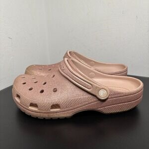 Crocs Classic Glitter Clog Pink Quartz Women's Size 11 Casual Slip On Shoes